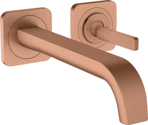 AXOR Citterio E Jednouchwytowa bateria umywalkowa z wylewką 221mm i rozetami, montaż ścienny podtynkowy, element zewnętrzny Czerwone Złoto Szczotkowane