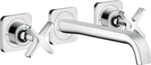 AXOR Citterio E 3-otworowa bateria umywalkowa z wylewką 220 mm i rozetami, montaż ścienny podtynkowy, element zewnętrzny Chrom