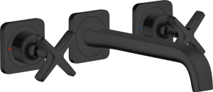 AXOR Citterio E 3-otworowa bateria umywalkowa z wylewką 220 mm i rozetami, montaż ścienny podtynkowy, element zewnętrzny Czarny Matowy