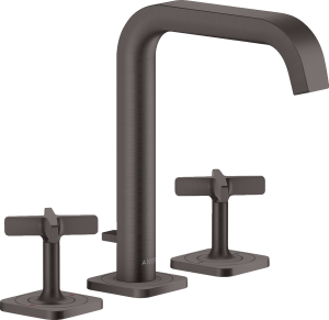 AXOR Citterio E 3-otworowa bateria umywalkowa 170 z rozetami i kompletem odpływowym Czarny Chrom Szczotkowany