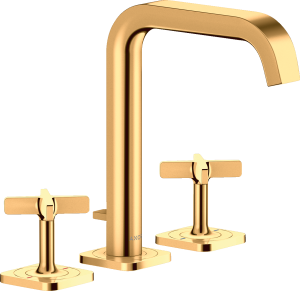 AXOR Citterio E 3-otworowa bateria umywalkowa 170 z rozetami i kompletem odpływowym Złoty Optyczny Polerowany