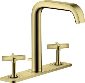 AXOR Citterio E 3-otworowa bateria umywalkowa 170 z płytką i kompletem odpływowym Złoty Optyczny Polerowany