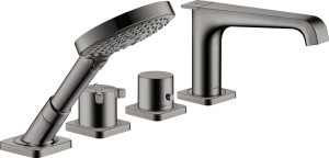 AXOR Citterio E 4-otworowa bateria termostatyczna wannowa do montażu na cokole z płytek Czarny Chrom Polerowany