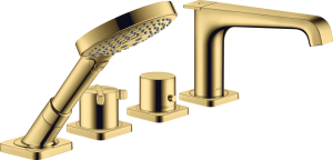 AXOR Citterio E 4-otworowa bateria termostatyczna wannowa do montażu na cokole z płytek Złoty Optyczny Polerowany