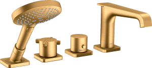 AXOR Citterio E 4-otworowa bateria termostatyczna wannowa do montażu na brzegu wanny Złoty Optyczny Szczotkowany