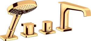 AXOR Citterio E 4-otworowa bateria termostatyczna wannowa do montażu na brzegu wanny Złoty Optyczny Polerowany