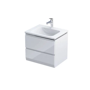 Szafka podumywalkowa 60 cm, BRYLANT dwie szuflady, kolor: biały połysk, korpus biały, ORISTO