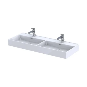 Umywalka meblowa 120 cm, ceramiczna Bold, kolor: biały (ceramika), podwójna,