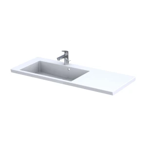 Umywalka meblowa 125 cm, syntetyczna Brylant, kolor: biały (konglomerat), lewa,