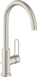 AXOR Uno Jednouchwytowa bateria umywalkowa 240 z uchwytem loop i z kompletem odpływowym Stal Szlachetna Optyczna