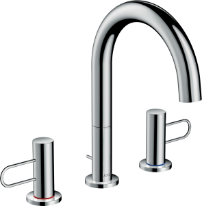 AXOR Uno 3-otworowa bateria umywalkowa 160 z uchwytami loop i z kompletem odpływowym Chrom