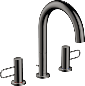 AXOR Uno 3-otworowa bateria umywalkowa 160 z uchwytami loop i z kompletem odpływowym Czarny Chrom Polerowany