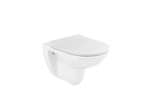 PAKIET DEBBA ROUND MISKA PODWIESZANA RIMLESS Z DESKĄ WOLNOOP. SLIM DUROPLAST ROCA