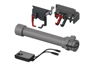 TECE TECEplanus elektroniczny mechanizm spłukujący do poręczy z zamontowanym radiowym przyciskiem spłukującym, zasilanie bateria 6 V