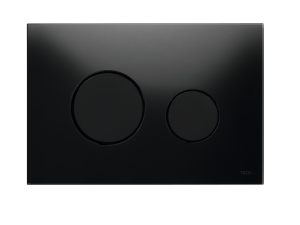 TECE TECEloop przycisk spłukujący do WC ze szkła, spłukiwanie dwoma ilościami wody, szkło czarne połysk, przyciski czarne połysk