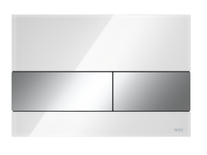 PRZYCISK TECESQUARE BIAŁE SZKŁO + PRZYCISKI CHROM  WC TECE