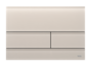 TECE TECEsquare II przycisk spłukujący do WC ze szkła, spłukiwanie dwoma ilościami wody, szkło piaskowy beż satynowe