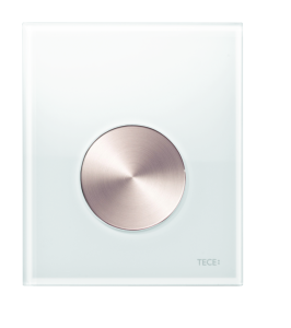 TECE TECEloop przycisk spłukujący do pisuaru U 1 z kartuszem, szkło, szkło białe połysk, przycisk - efekt optyczny stali nierdzewnej<br />szczotkowanej "anti-fingerprint"