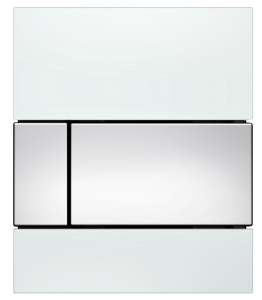 TECE TECEsquare przycisk spłukujący do pisuaru U 1 z kartuszem, szkło, szkło białe połysk, przycisk chrom połysk