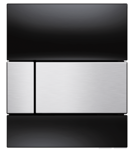 TECE TECEsquare przycisk spłukujący do pisuaru U 1 z kartuszem, szkło, szkło czarne połysk, przycisk - efekt stali nierdzewnej <br />szczotkowanej "anti-fingerprint"