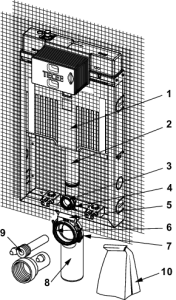 TECE TECEbox stelaż WC ze spłuczką Octa II 8 cm, do toalet wiszących, wysokość montażowa 1075 mm