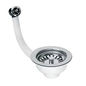 McAlpine Spust zlewozmywakowy 1.1/2"x113mm z sitkiem wyciąganym ze stali nierdzewnej, przelew okrągły