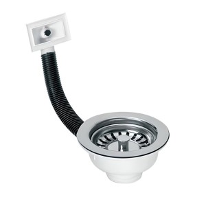 McAlpine Spust zlewozmywakowy 1.1/2"x113mm z sitkiem wyciąganym ze stali nierdzewnej, przelew prostokątny
