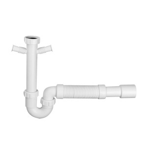 McAlpine Syfon zlewozmywakowy rurowy 1.1/2"x50mm z podłą.pralki lub zmywarki, podłączeniem uniwersalnym bez spustu
