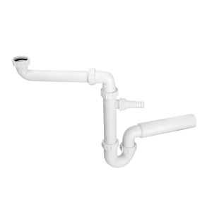 McAlpine Syfon zlewozmywakowy rurowy 1.1/2"x50mm z podłą.pralki lub zmywarki, bez spustu