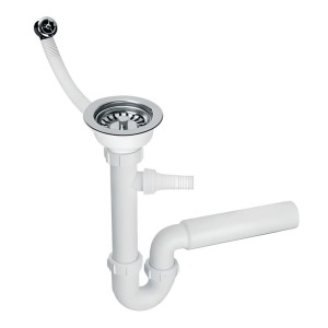 McAlpine Syfon zlewozmywakowy rurowy 3,5"x50mm z podłączeniem do pralki lub zmywarki, spust z przelewem