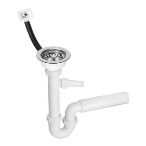 McAlpine Syfon zlewozmywakowy rurowy 3,5"x50mm z podłączeniem do pralki lub zmywarki, spust z przelewem