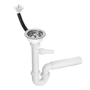 McAlpine Syfon zlewozmywakowy rurowy 3,5"x50mm z podłączeniem do pralki lub zmywarki, spust z przelewem