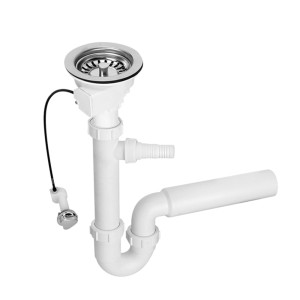 McAlpine Syfon zlewozmywakowy rurowy 3,5"x50mm z podłączeniem do pralki lub zmywarki, spust z mech.automatycznym