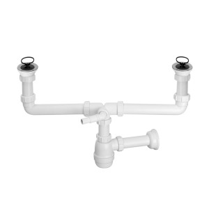 McAlpine Syfon zlewozmywakowy butelkowy podwójny 1.1/2"X40mm z podłączeniem pralki lub zmywarki