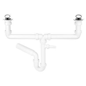 McAlpine Syfon zlewozmywakowy rurowy podwójny 1.1/2"X50mm z podłączeniem pralki lub zmywarki