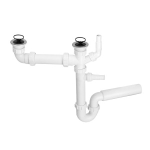 McAlpine Syfon zlewozmywakowy rurowy podwójny 1.1/2"X50mm z podłączeniem pralki i zmywarki