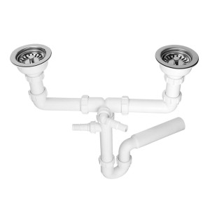 McAlpine Syfon zlewozmywakowy rurowy podwójny 3,5"X50mm z podłączeniem pralki lub zmywarki