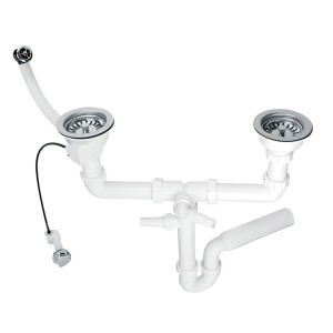 McAlpine Syfon zlew.rurowy podwójny 3,5"X50mm z podłą.pralki lub zmywarki,spust z mech.automatycznym, przelew