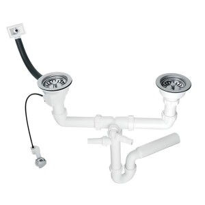 McAlpine Syfon zlew.rurowy podwójny 3,5"X50mm z podłą.pralki lub zmywarki,spust z mech.automatycznym, przelew