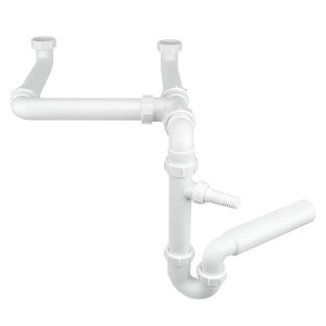 McAlpine Syfon zlew.rurowy podwójny 1.1/2"x50mm z podłą.pralki lub zmywarki bez spustu