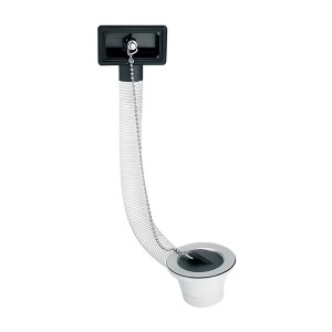 McAlpine Spust zlewozmywakowy 1.1/2"x40mm z sitem ze stali nierdzewnej i korkiem gumowym i łańcuszkiem, przelew prostokątny