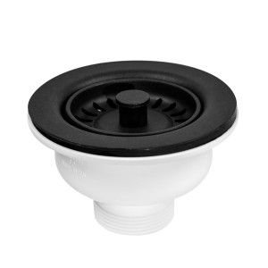 McAlpine Spust zlewozmywakowy 1.1/2"x113mm z sitkiem wyciąganym ze stali nierdzewnej, przelew okrągły Czarny Mat