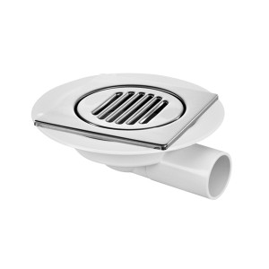 McAlpine Wpust podłogowy wykonany z ABS z odpływem 50mm, czyszczony od góry z kratką ze stali nierdzewnej150x150mm