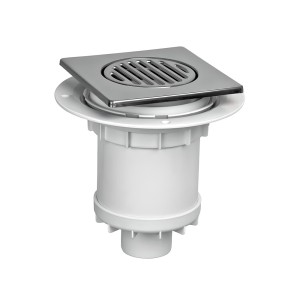 McAlpine Wpust podłogowy wykonany z ABS z odpływem 110/50mm, czyszczony od góry z kratką ze stali nierdzewnej115x115mm