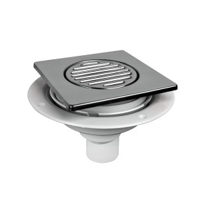 McAlpine Wpust podłogowy wykonany z ABS z odpływem 50mm, czyszczony od góry z kratką ze stali nierdzewnej150x150mm