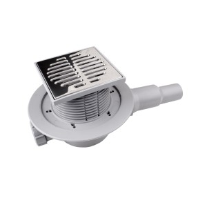 McAlpine Wpust podłogowy wykonany z ABS z odpływem 40/50mm, czyszczony od góry z zaworem, kratka ze stali nierdzewnej115x115mm