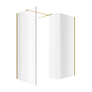 Excellent Kabina Vidoq Walk-In Prysznicowa Gięta 90Cm 83Cm Złoty Połysk