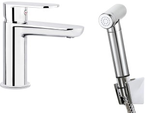 BATERIA UMYWALKOWO-BIDETOWA Z WĘŻEM I SŁUCHAWKĄ ALPINIA Z/K CHROM DEANTE