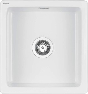 ZLEW SABOR 1-KOM 48X45 NAKLADANY/PODBLATOWY CERAMICZNY BIAŁY GŁADKI DEANTE