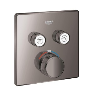 BATERIA PODTYNKOWA SMART CONTROL 2  WYJŚCIA GROHETERM ROZETA KWADRAT TERMOSTAT HARD GRAPHITE